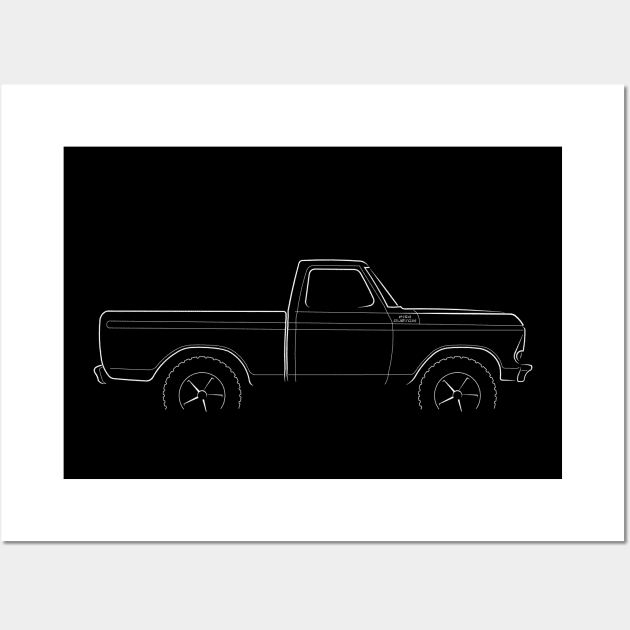 1979 Ford F-150 4x4 pickup - profile stencil, white Wall Art by mal_photography